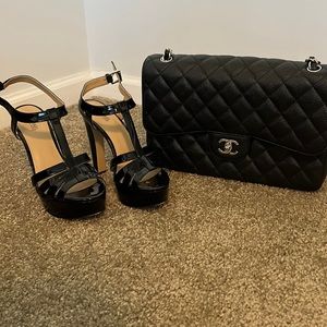 MICHAEL Michael Kors Black Patent Leather Strappy Heel